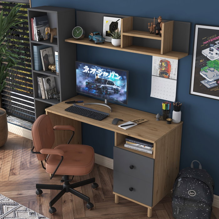 Hanah Home HA115 - 2643 Mesa de estudio Nogal y Antracita